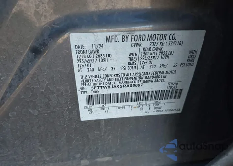 2025 Ford Maverick Xlt z USA, uszkodzony, nr VIN 3FTTW8JAXSRA06697